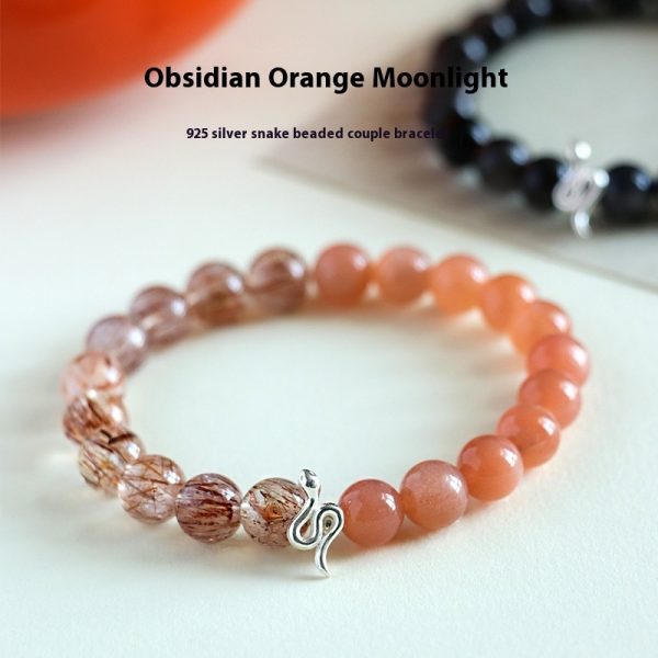 925 Silver Snake Beaded Couple Bracelet Female