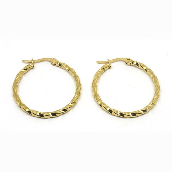 European And American Fashion Stainless Steel Twist Twisted Wire Big Circle Earrings