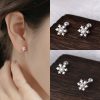 S999 Silver Earrings Ear Bone Pin Simple Snowflake Ear Bone Stud Diamond