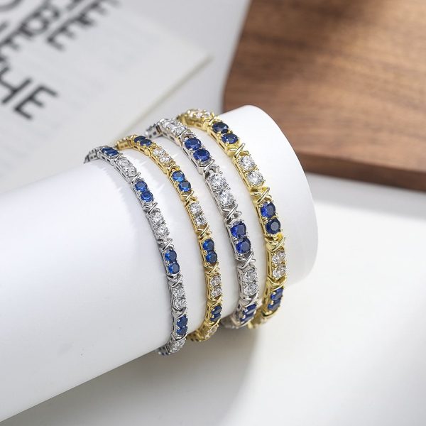 Hollow Cross Colorful Crystals Inlaid Open-ended Bracelet Sweet And Cool Temperament