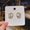 925 Silver Needle Circle Personality Heart Shape With Diamond Earrings Irregular Circles