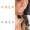 Flower Diamond-encrusted Overlay Wear Stacked Earrings Set Studs Ear Clips