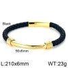 Men's Geometric Elbow Stainless Steel Diamond Leather Woven Bracelet