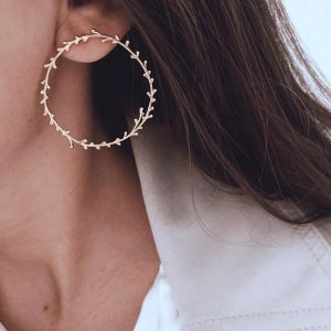 Leaf circle circle geometric earrings