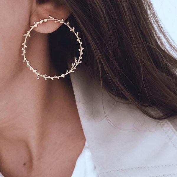 Leaf circle circle geometric earrings