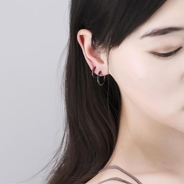 S925 Sterling Silver Solid Circle Earrings For Men And Women