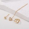 Personality Minority Love Three-piece Set Of Gold Copper Micro-zircon Ear Clip Earrings Female
