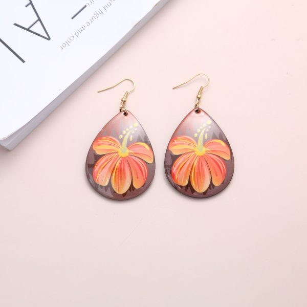 Vintage Drop-shaped Flower Acrylic Earrings