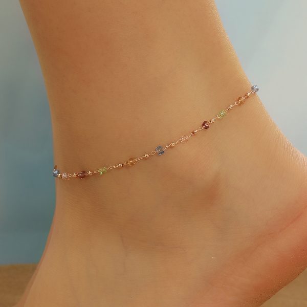 Colorful Crystal Anklet Multicolor Bohemian Geometric Female Beach