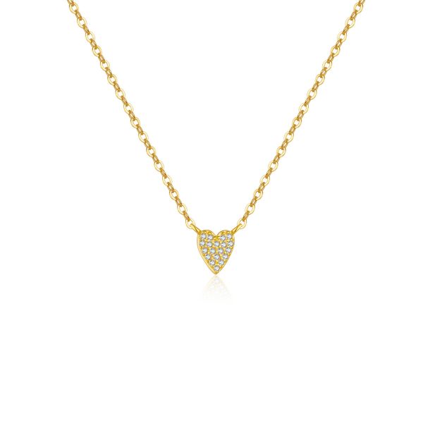 S925 Loving Heart In Sterling Silver Diamond Heart-shaped Pendant Necklace