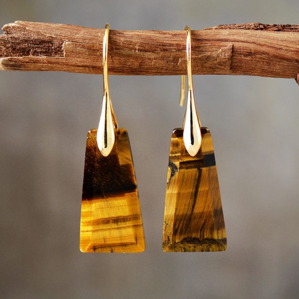 Bohemian Geometric Pendant Earrings Natural Stone Ornament Jewelry