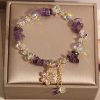 Amethyst Zircon Flower Pendant Women's Bracelet