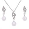 Simple Pearl Diamond Hemp Flowers Chain Earrings Necklace Jewelry Set