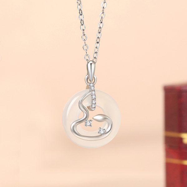 Sterling Silver Snake Couple Necklace New Chinese Style