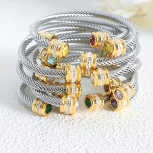Titanium Steel Inlaid Twelve-color Zircon Bracelet