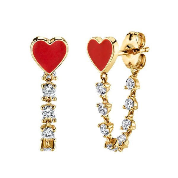 S925 Silver Needle Tassel Set With Diamond Heart Love Drops Glue Earrings Ornaments
