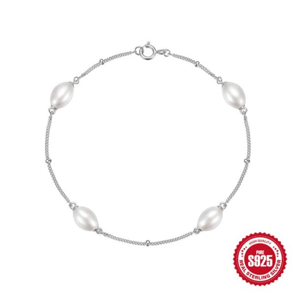 925 Sterling Silver Simple Pearl Ball Beads Bracelet All-matching Graceful