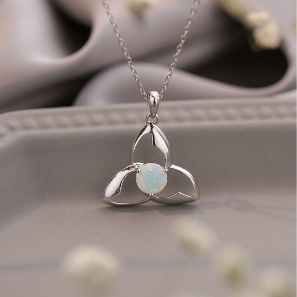 925 Silver Pendant White Round Opal Necklace