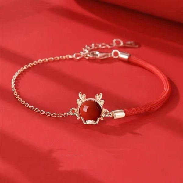 Women's Zodiac Dragon Necklace Red Rope Bracelet