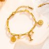 Hip Hop Cool Round Brand Titanium Steel Female Letter Cold Wind Student Girlfriends Bracelet