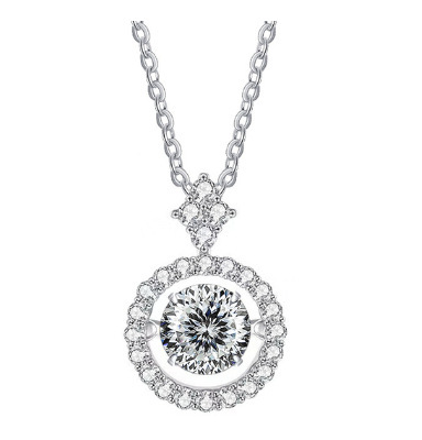 Live Hot S925 Sterling Silver Pulsatile Heart Moissanite Pendant Female Light-chasing Smart Clavicle Chain Moissanite Necklace