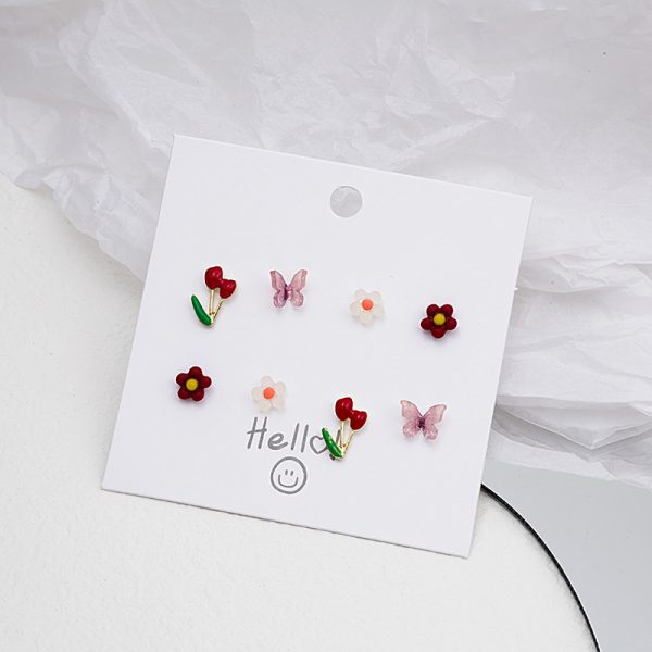 Silver Needle Color Tulip Butterfly Set