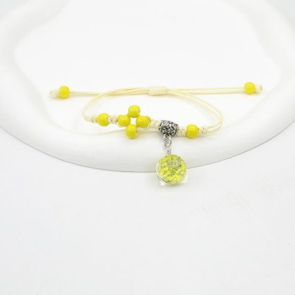 Glass Dried Flower Bracelet Real Flower Lace Flower