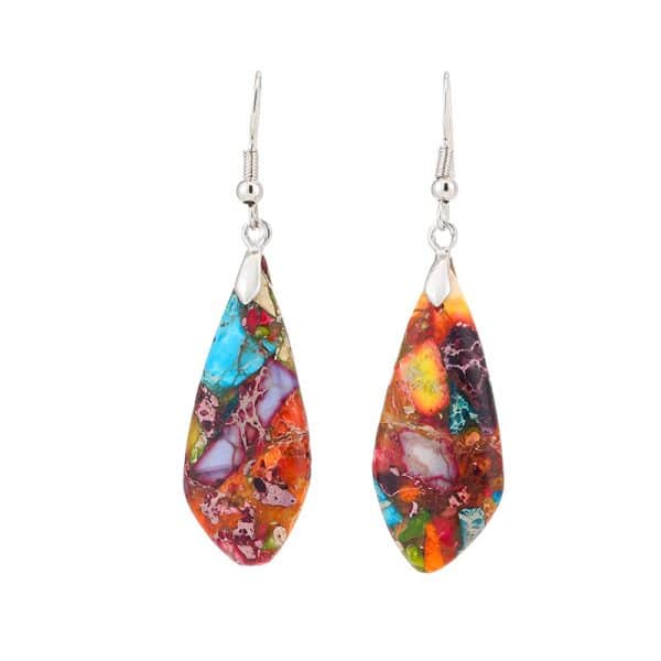 Colorful Emperor Stone Water Drop Geometric Shape Stone Earrings For Women