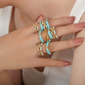 Niche Personalized Cold Style Geometric Dripping Titanium Steel Gold-plated Ring