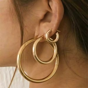 Stainless Steel Exaggerated Circle Hollow High-grade Earrings