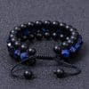 Natural Stone Frosted Stone Beaded Bracelet Iron Ore Double Wrap Braided Bracelet