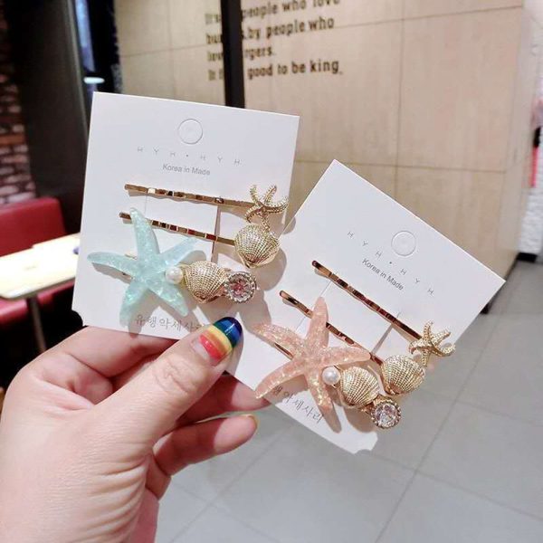 68a303c0-eb36-4c35-af5b-04a622f85305.jpg Shell Starfish Hairpin Set Simple Sweet Girl Heart