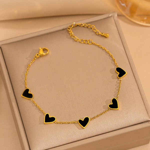 Multi-Color Three-dimensional Heart Shell Clavicle Chain Personality Heart-shaped Titanium Steel Bracelet