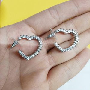 Heart-shaped Big Circle Cut Women Piercing Earrings