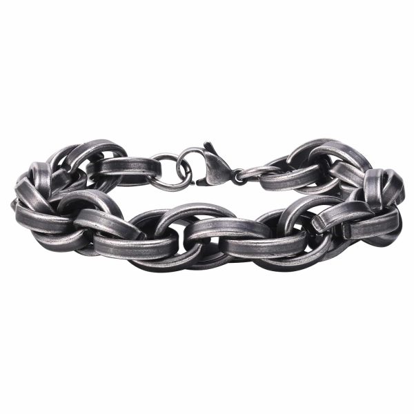 Stainless Steel Twist Thick Retro Male Gray Bracelet