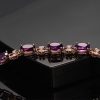 Square Amethyst Ring Jewelry Bracelet Set