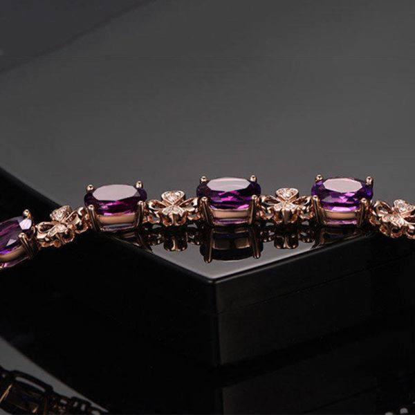 Square Amethyst Ring Jewelry Bracelet Set