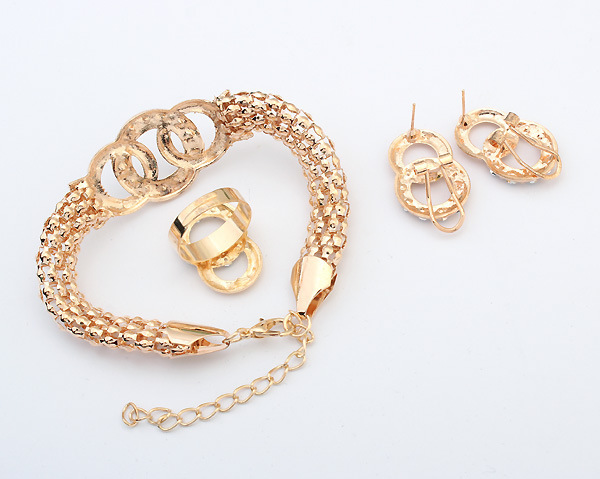 Diamond-encrusted Section Chain Jewelry Set Four-piece Set