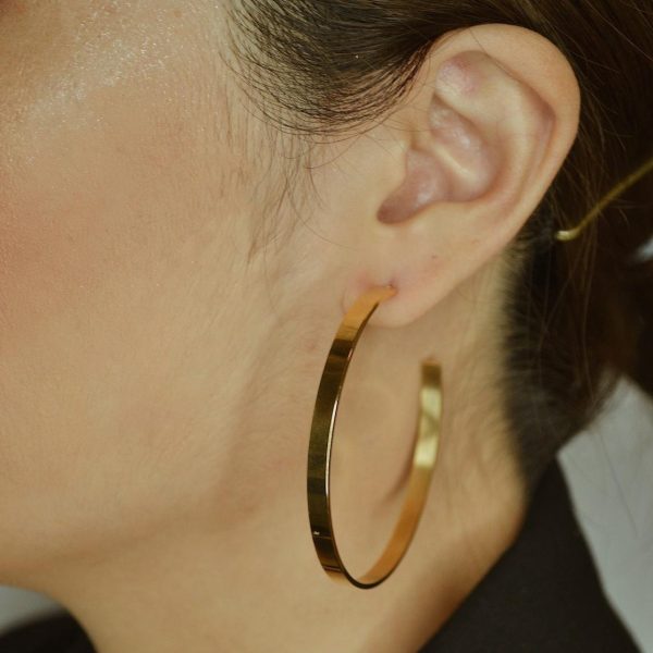 Retro Large Earrings Large Circle C-shaped Earrings Women's Titanium Steel 18k Gold Earrings