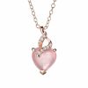 Women's Heart-shaped Pink Crystal Synthetic Pendant Necklace