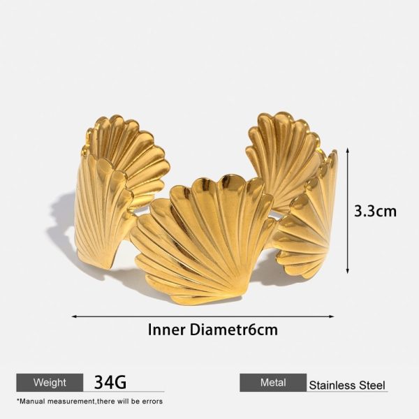 Concave-convex Scallop Wide Surface Stainless Steel Bracelet