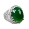 New Domineering Green Chalcedony Ring Plated 925 Silver Ring Simple And Elegant