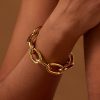 High Color Retention Exaggerating High Quality 18K Bright Gold Wide Bracelet