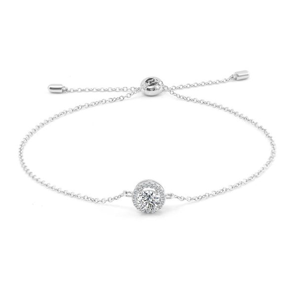 S925 Silver Moissanite Round Bag Micro-inlaid Round Moissanite Electroplated K Platinum Bracelet For Women