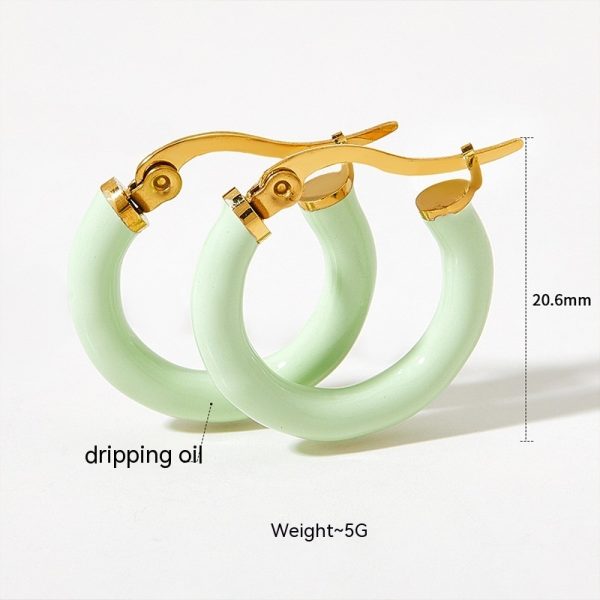 Ins Wind Circle Macaron Dripping Oil Ear Ring
