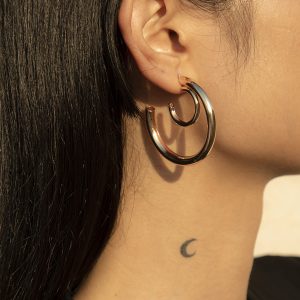 All-match Double Layer Half Circle Geometric Metal Earrings Women