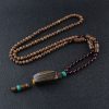 Retro Ethnic Sweater Chain Long Wooden Pendant