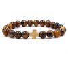 Agate Jewelry Tigereye Matte Stone Black Magnet Cross Bracelet