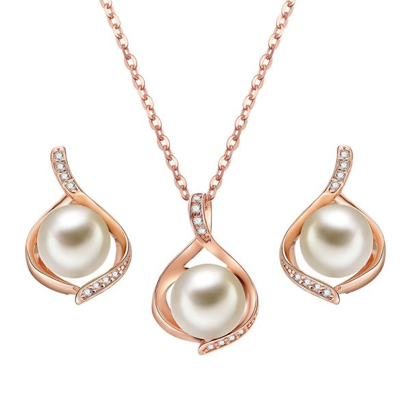 Creative Two-piece Alloy Pearl Jewelry Set Simple And