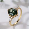 Horse Eye Geometric Hexagon Design Ring Mori Style